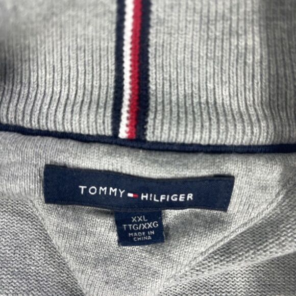 Tommy Hilfiger Mens XXL‎ Light Gray Quarter 1/4 Zip Pullover Sweater - Picture 3 of 6
